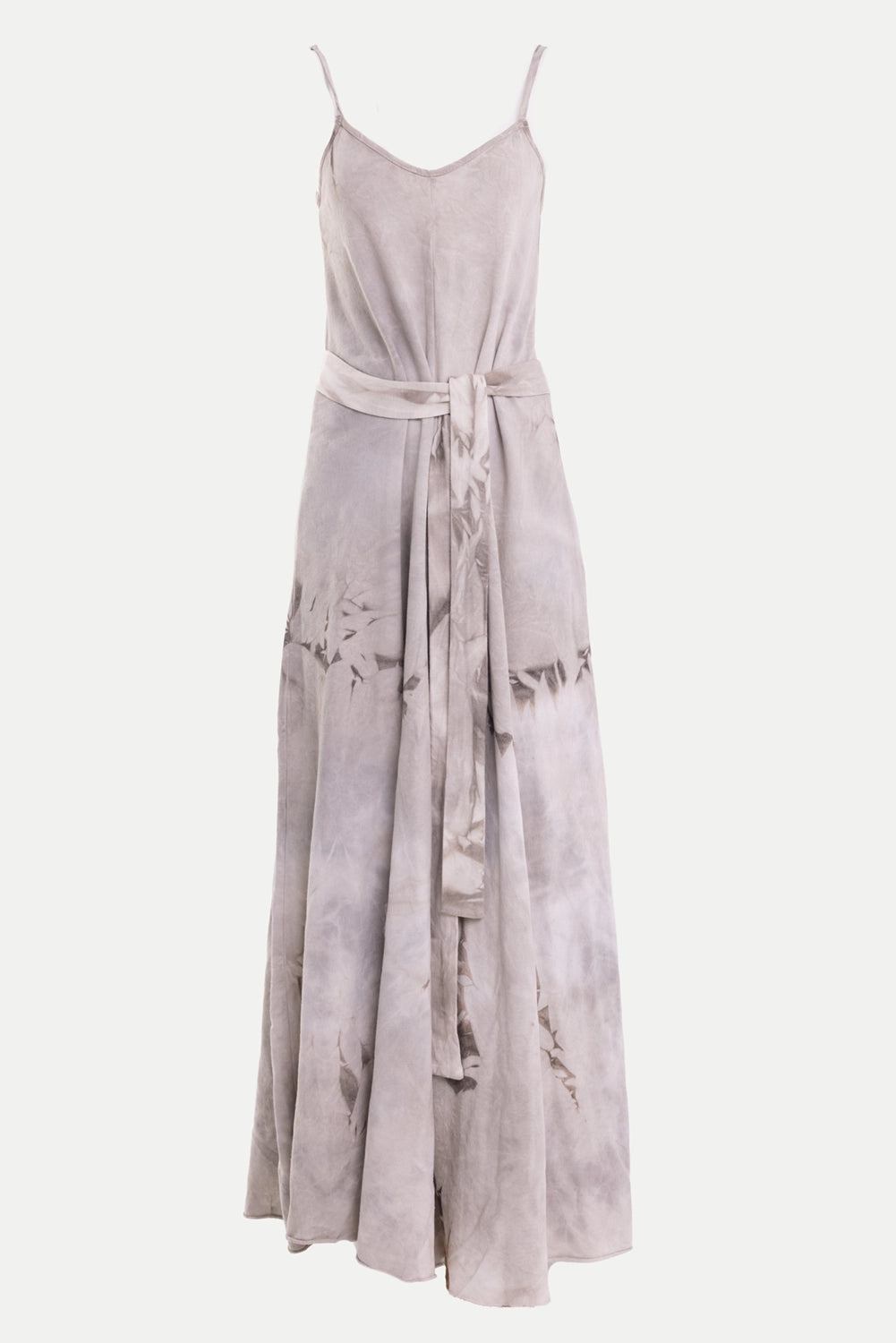 La Haine Inside Us women's jumpsuit in mud, back view, tie belt and cloudy cold-dyed wash