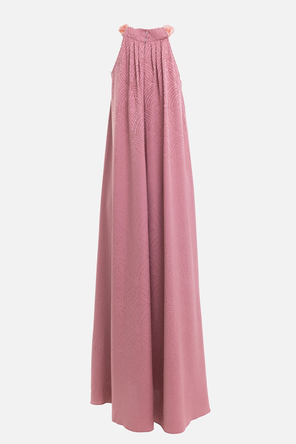 JOSEPH women's Parc dress in Musk, back view, tonal jacquard and resin chain halter