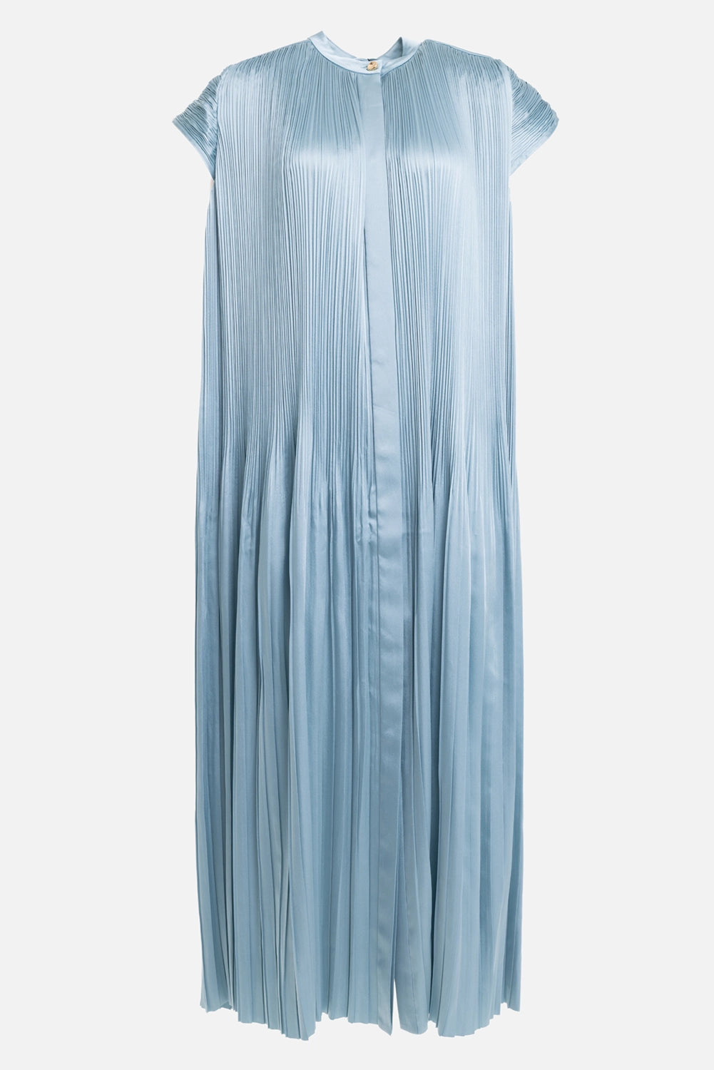 JOSEPH women's Phare dress in Chambray, front view, stand collar and fine pleats