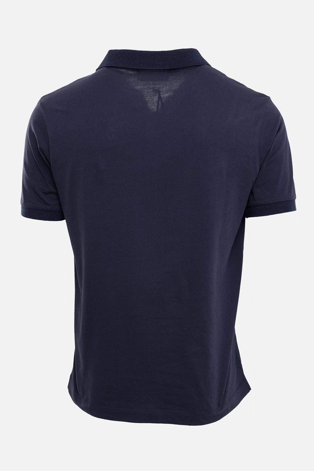 Gaëlle Paris men's polo shirt in navy blue, back view, plain jersey back and ribbed collar