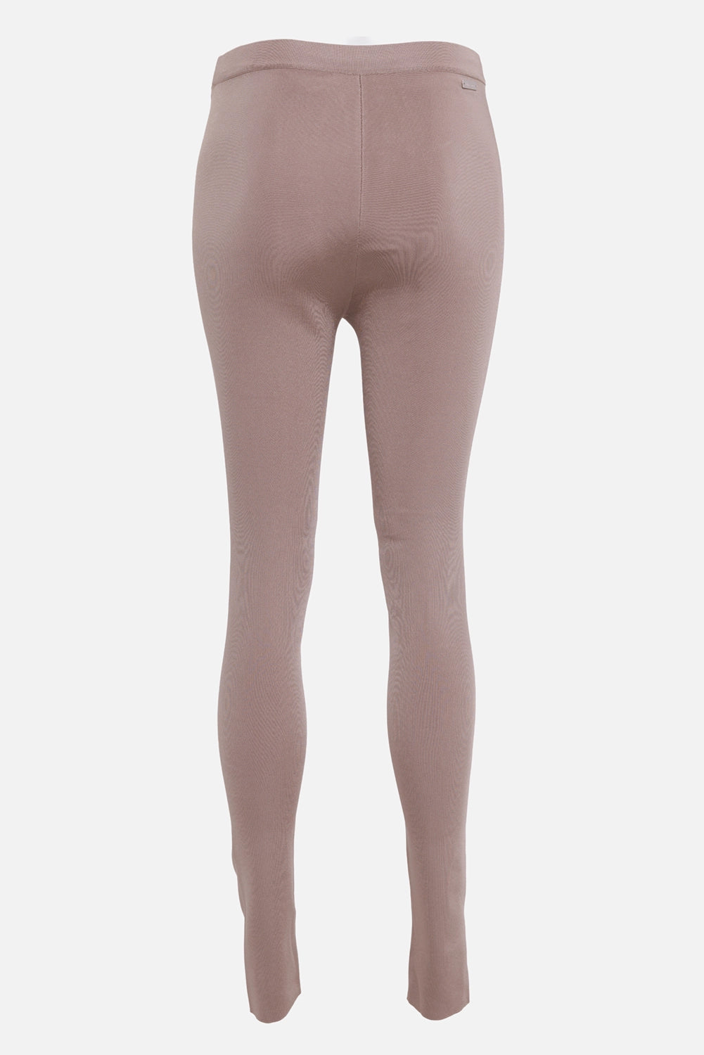 Ferragamo women's leggings in safari beige, back view with smooth waistband, back seam and slim legs