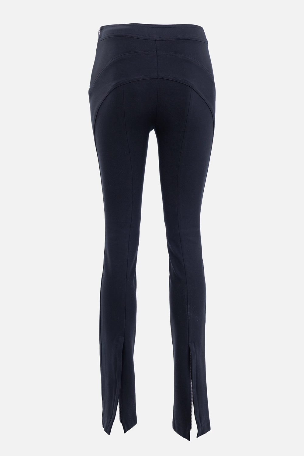 Helmut Lang women's Rider leggings in black, front view with high waist and streamlined leg seams