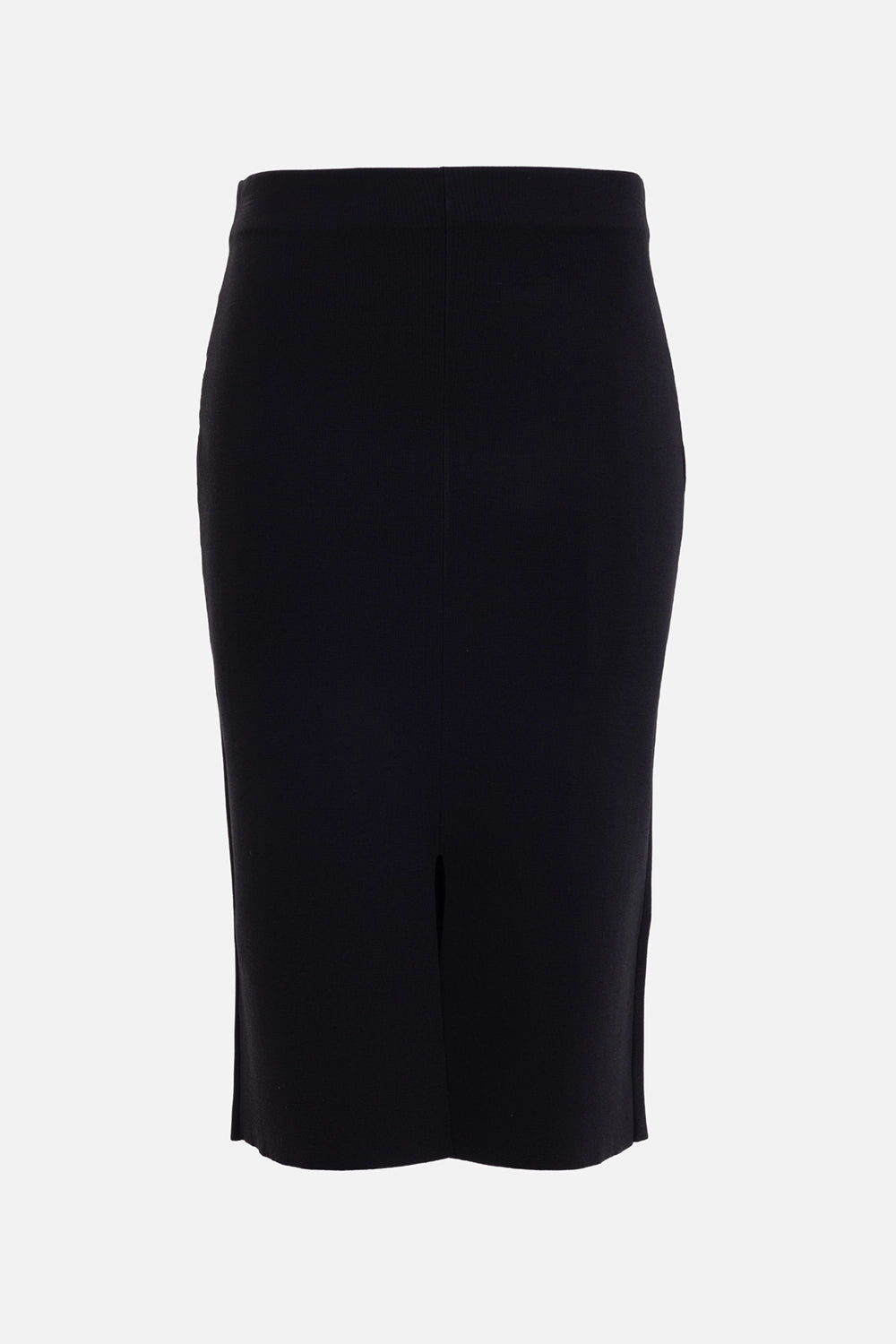 JOSEPH women's Safir knit skirt in Black, front view, clean waist and centered front split