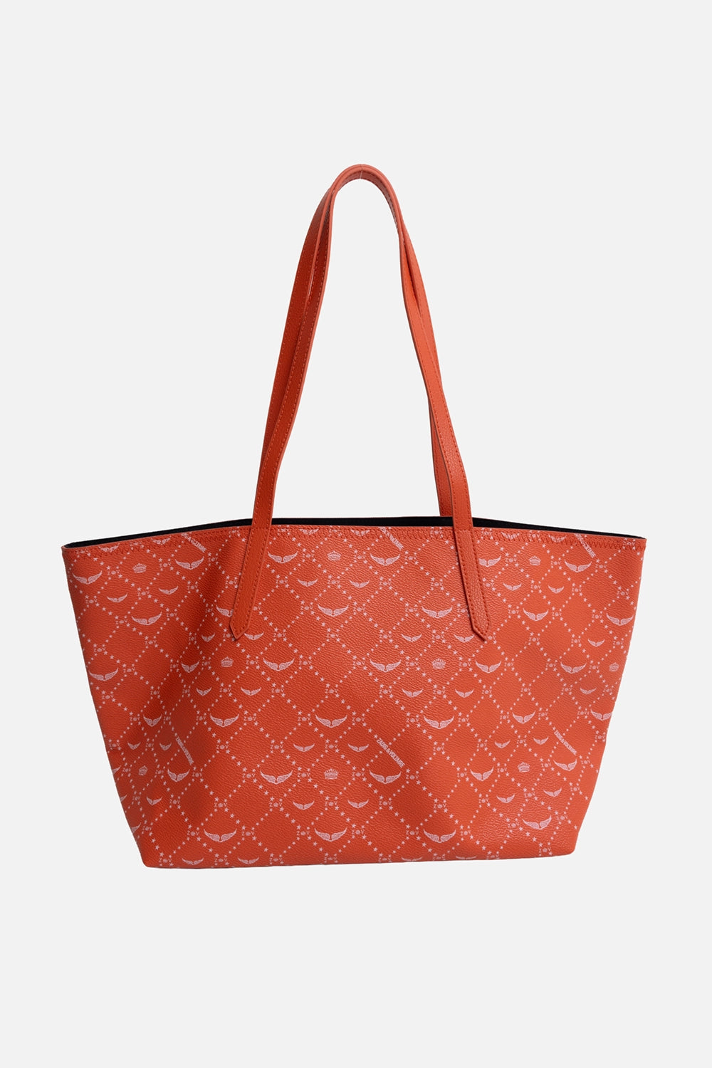 Zadig&Voltaire women's shopper tote in Flame, back view, all-over monogram print and open top