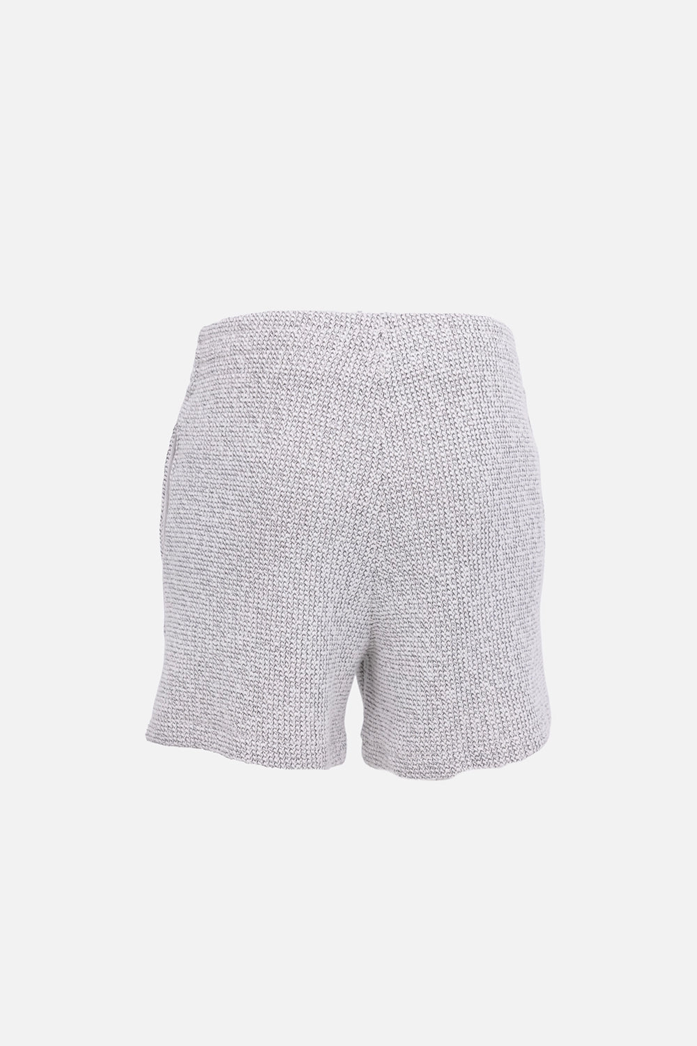 ANINE BING women’s shorts in ivory and black, back view, marled knit texture with smooth seat and hem