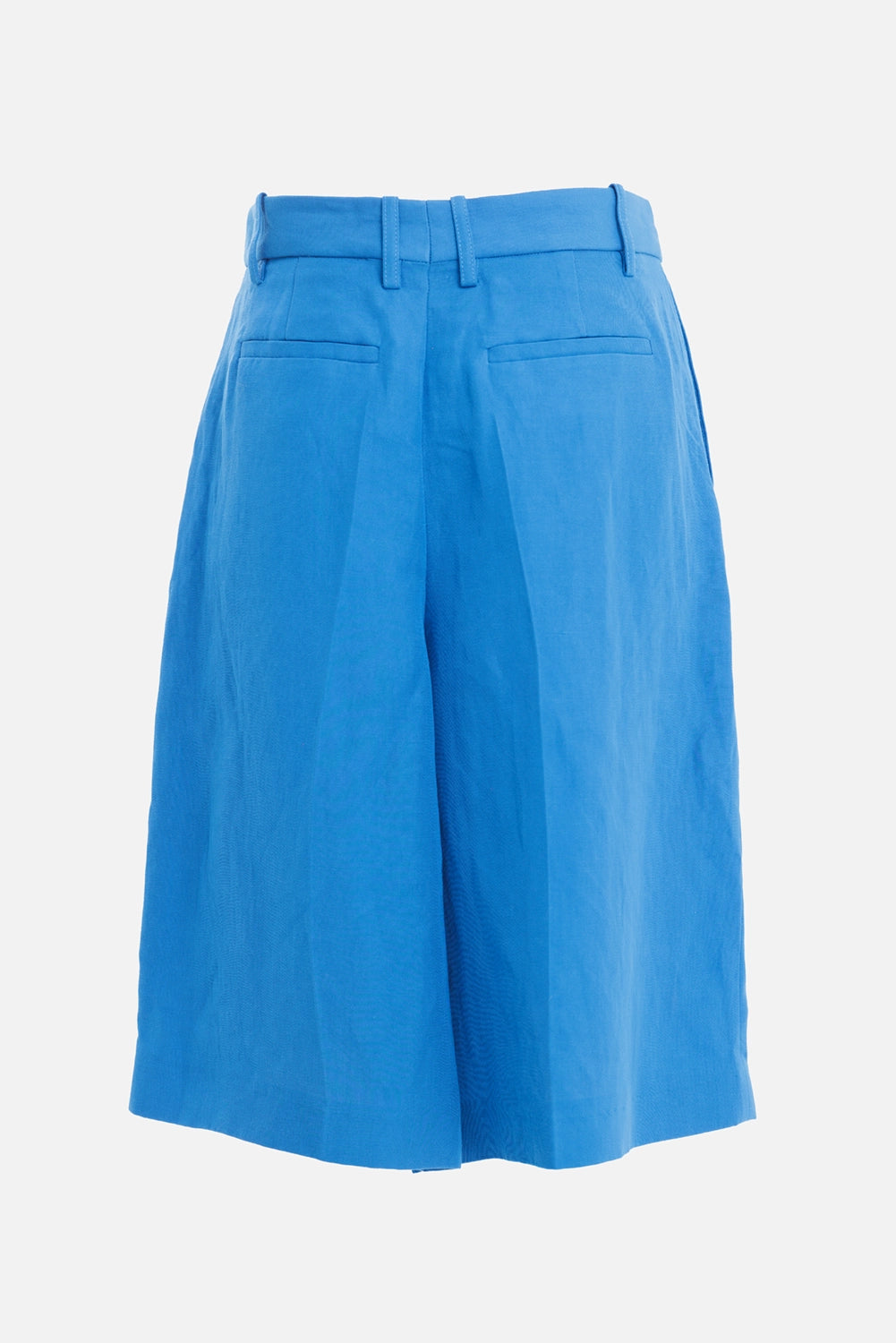 JOSEPH women's shorts in Siam Blue, back view with two welt pockets and a wide tailored waistband