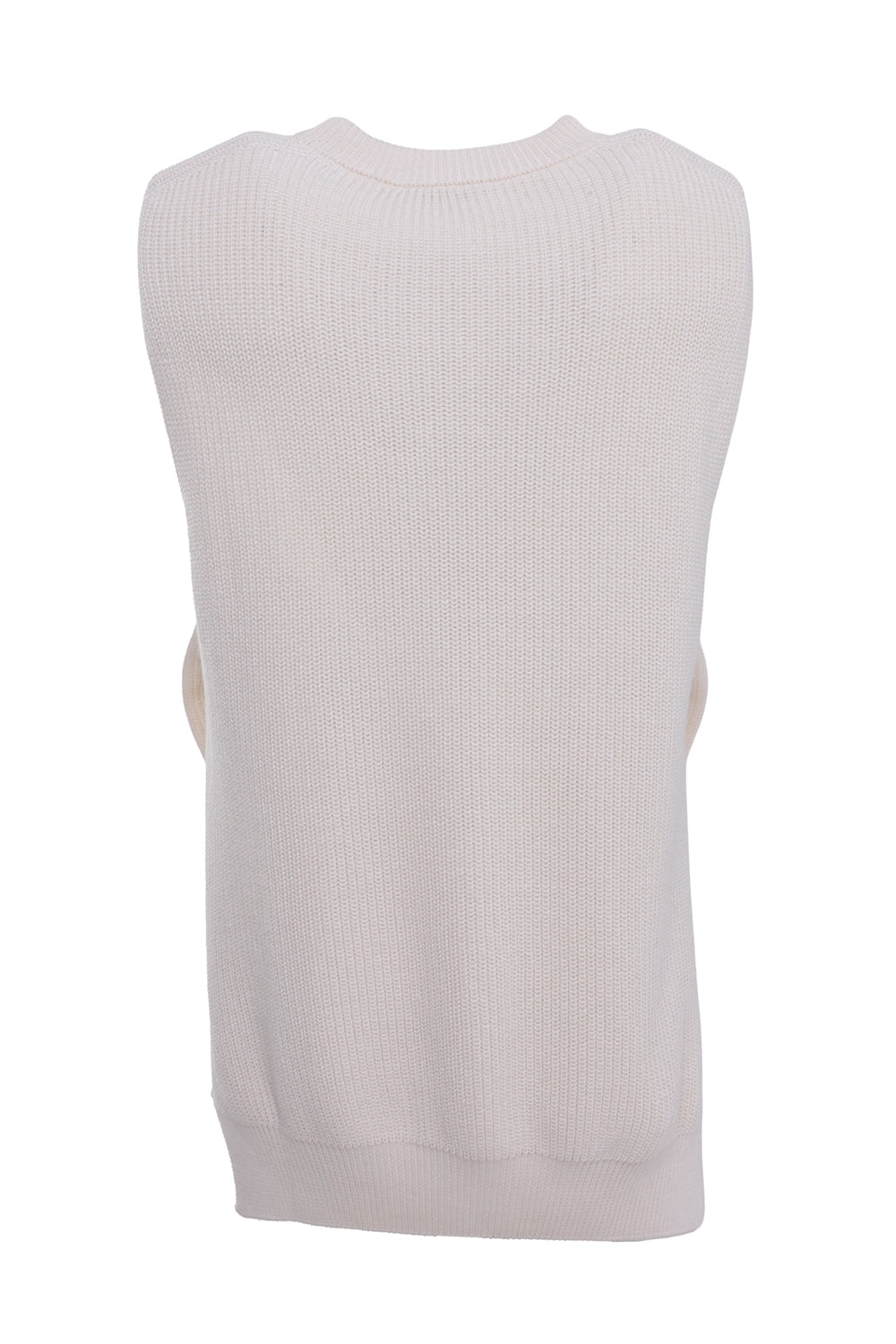 Gentryportofino men's knit vest in latte, back view, plain rib knit back and ribbed hem
