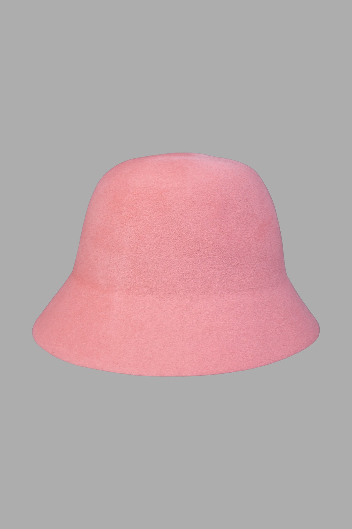 Kijima Takayuki Felt Bucket Hat in soft pink, side view showcasing textured rabbit hair felt design.