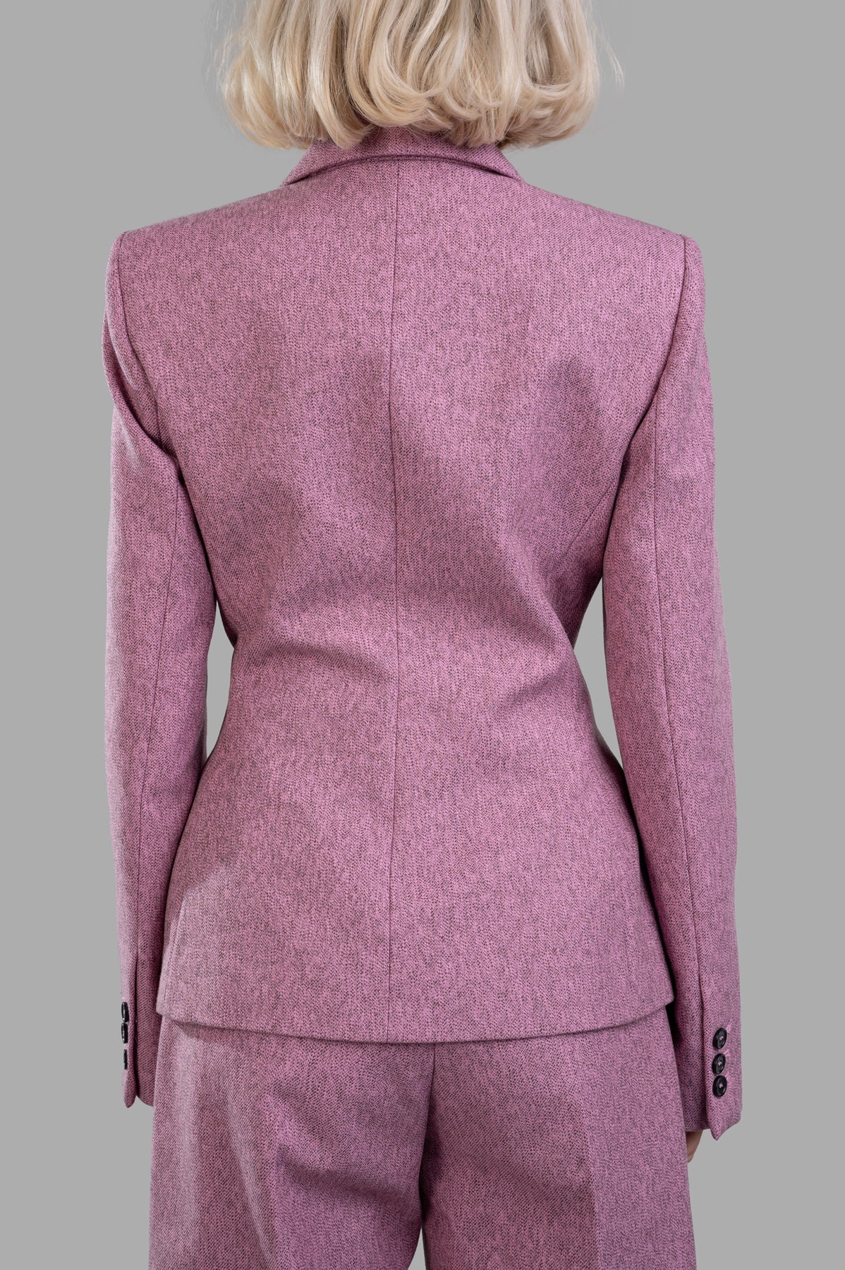 MSGM Single-breasted Blazer shown from the back, featuring a tailored fit in pink gabardine with structured shoulder pads.