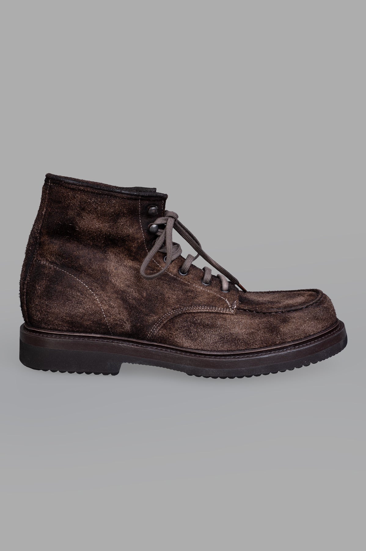 Shoto brown suede lace-up shoes, side view. Premium leather with sleek design, perfect for elevating any outfit.