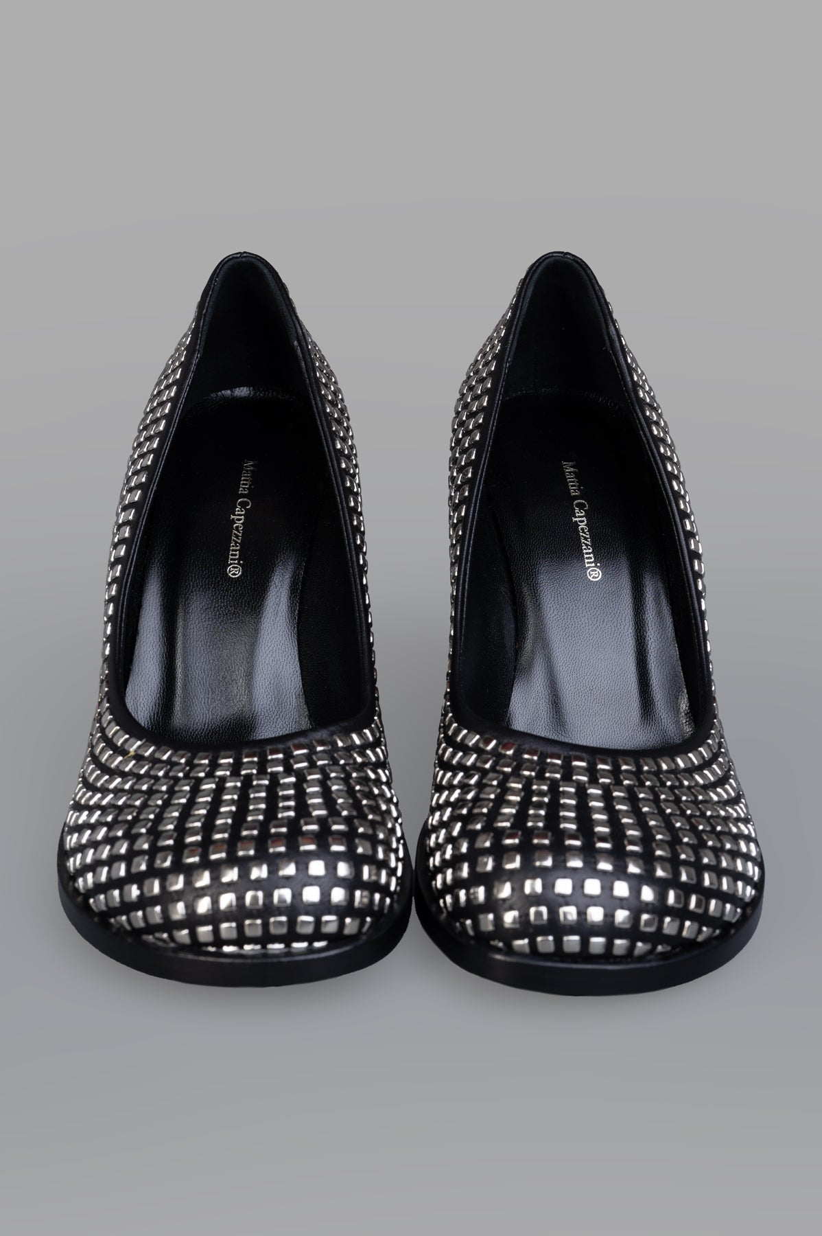 Mattia Capezzani Lia Heeled Shoes featuring a unique textured design, showcasing the luxurious Nappa leather front view.