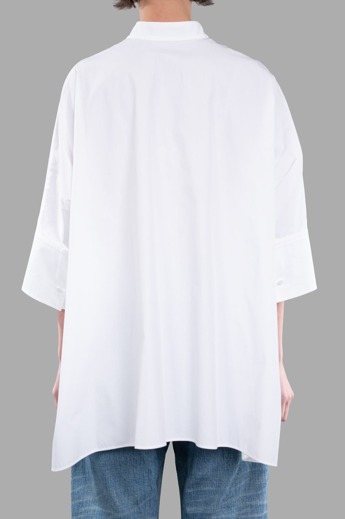 Joseph Oversized Poplin Shirt in white, back view showcasing the flowing design and relaxed fit, perfect for versatile.