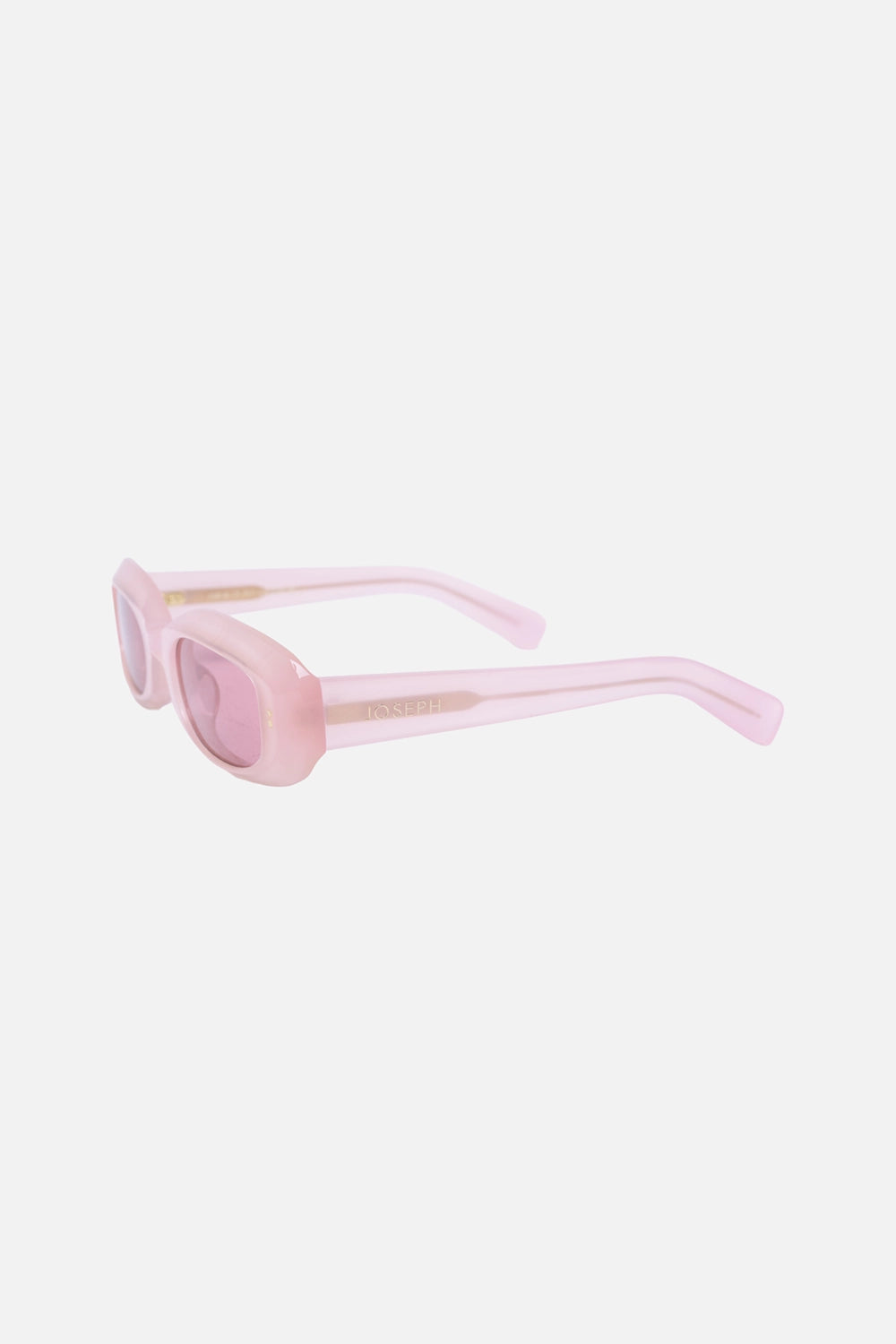 JOSEPH unisex sunglasses in musk, three-quarter view, slim gold-tone metal arms and oval frame