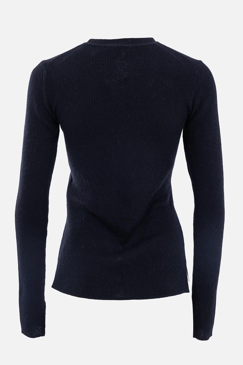 By Malene Birger women's black Mariella sweater, back view with fine rib knit and slim long sleeves