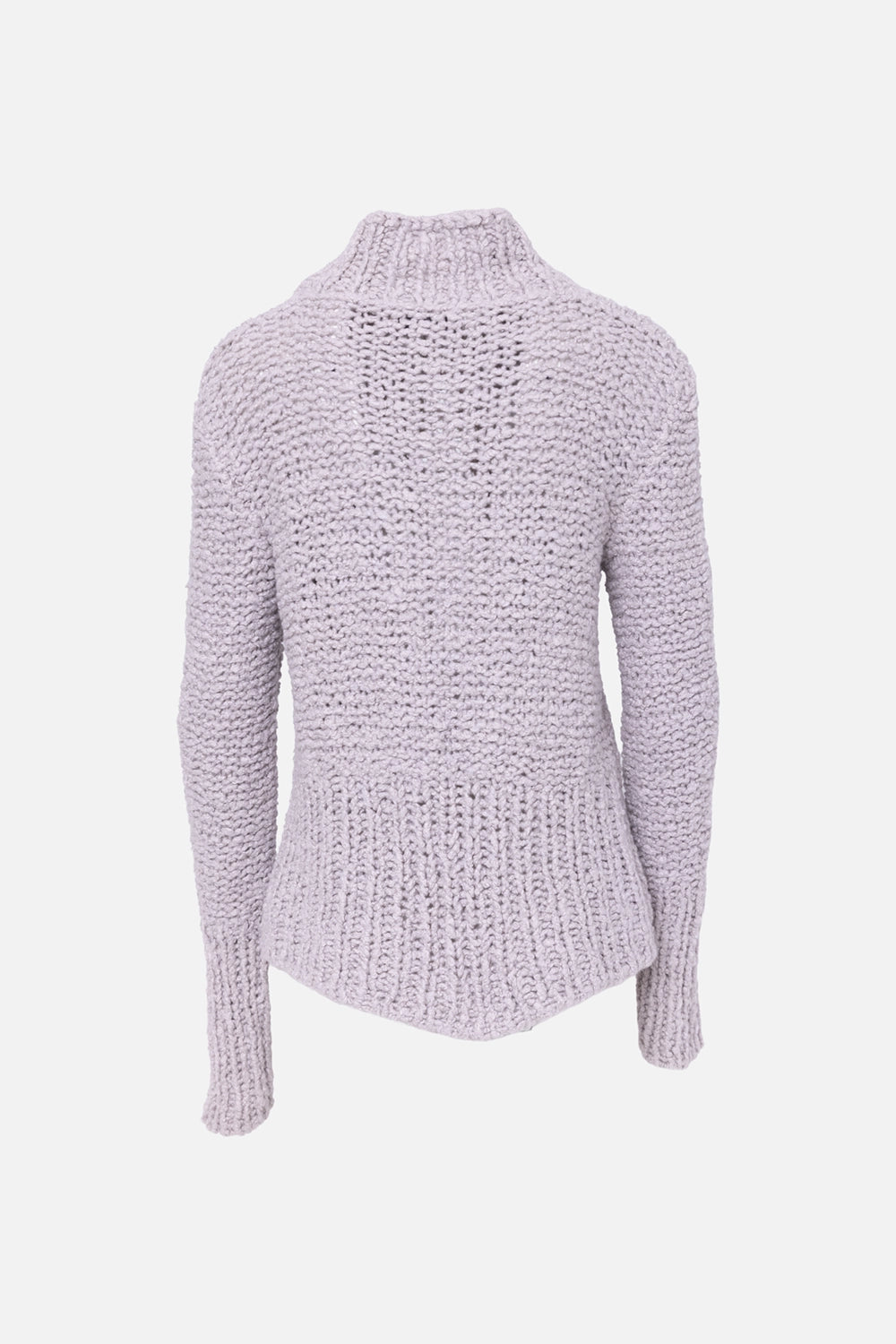 Pre-owned Gentry Portofino women's sweater in gesso, back view, chunky knit texture with ribbed cuffs and hem.