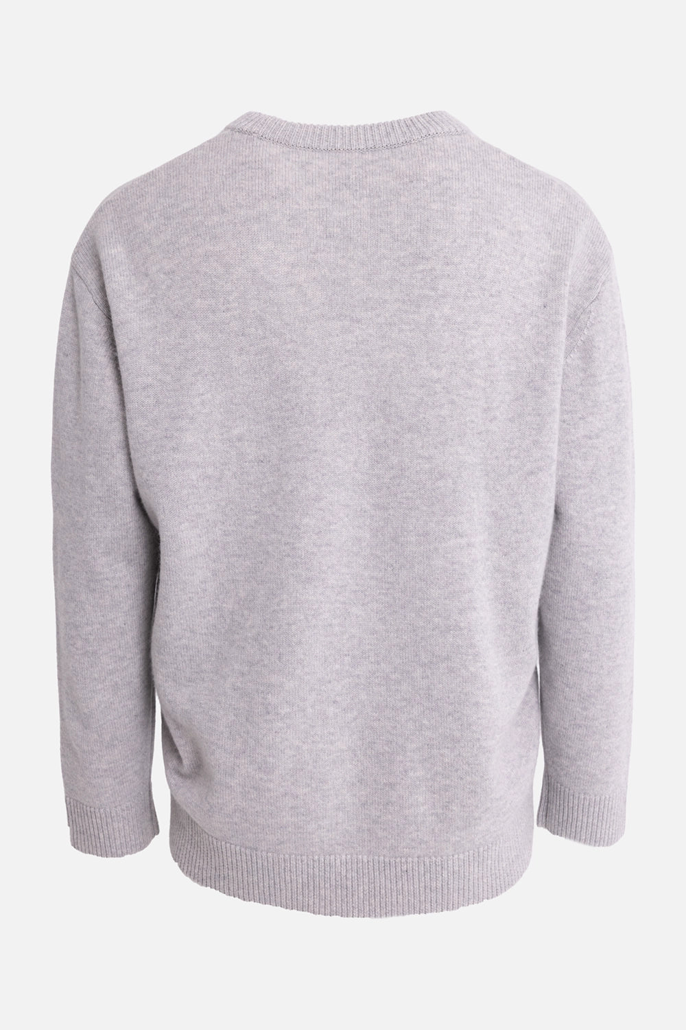 Zadig&Voltaire men's sweater in light heather grey, back view with plain knit body and ribbed hem