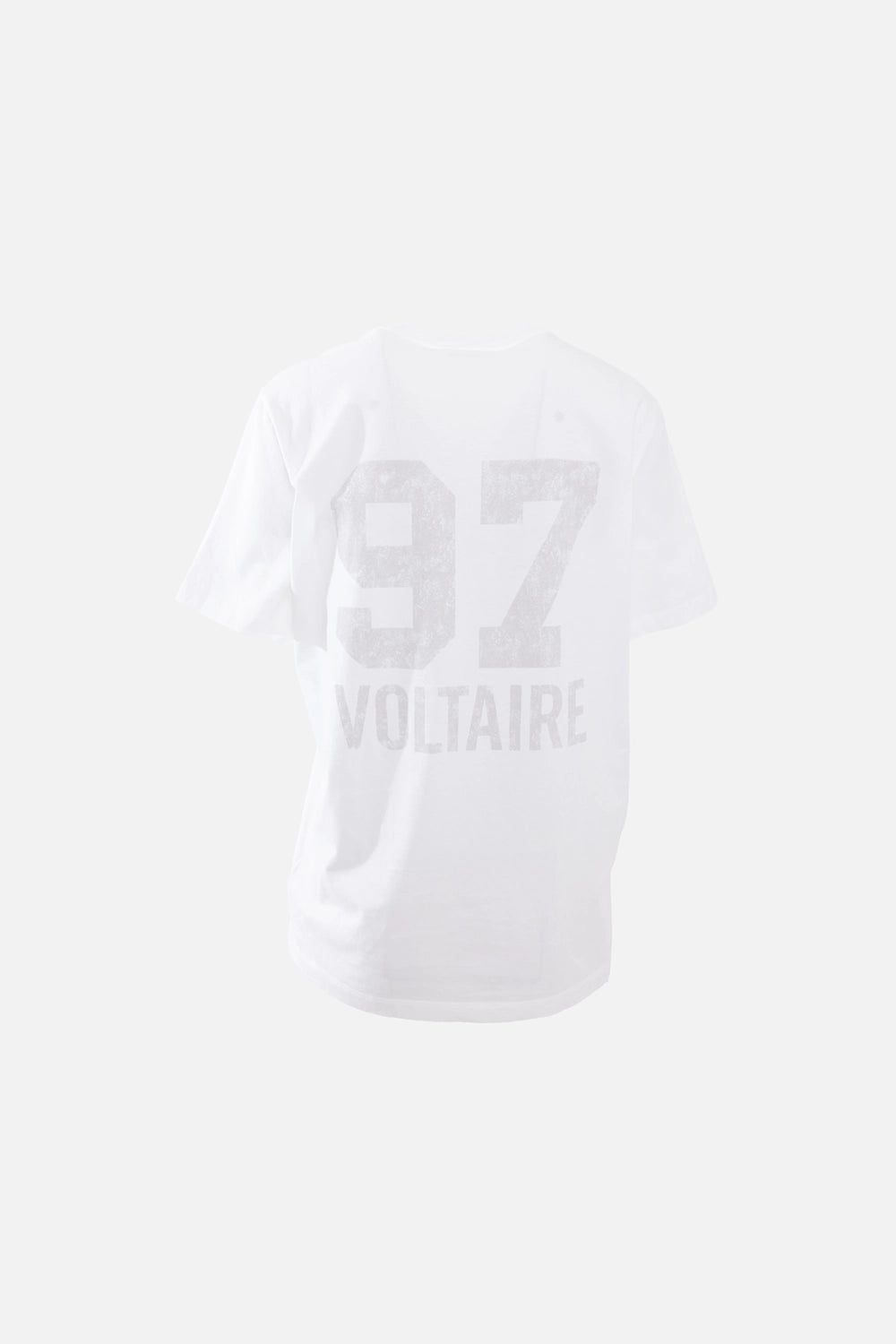 Zadig&Voltaire women's T-shirt in blanc, back view, large 97 Voltaire flocked print