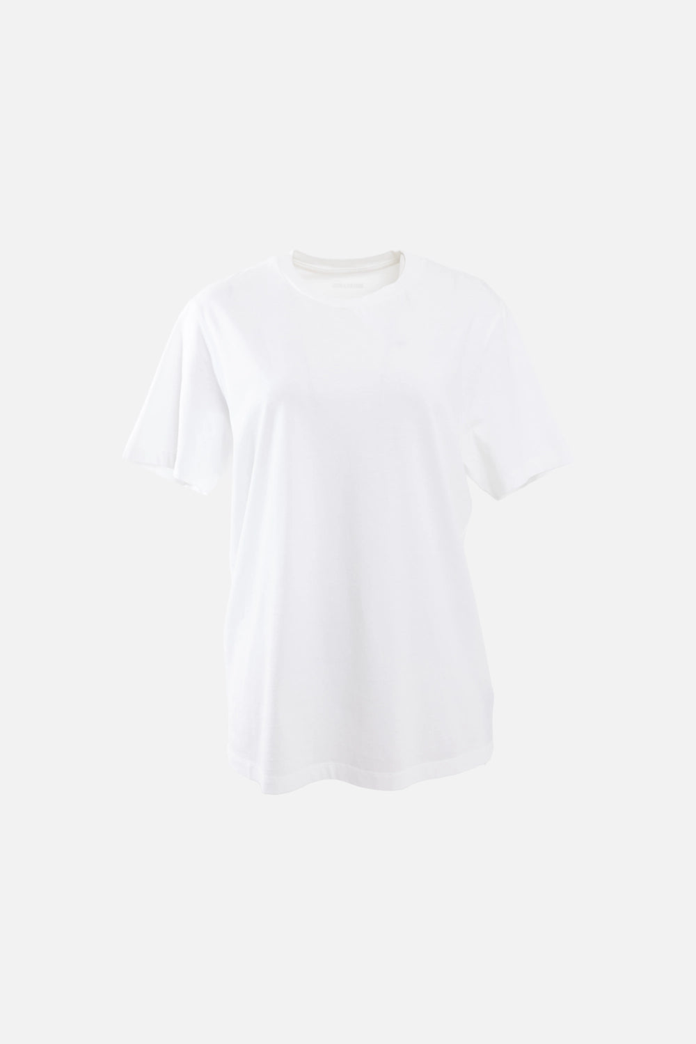Zadig&Voltaire women's T-shirt in blanc, front view, clean crew neck and short sleeves
