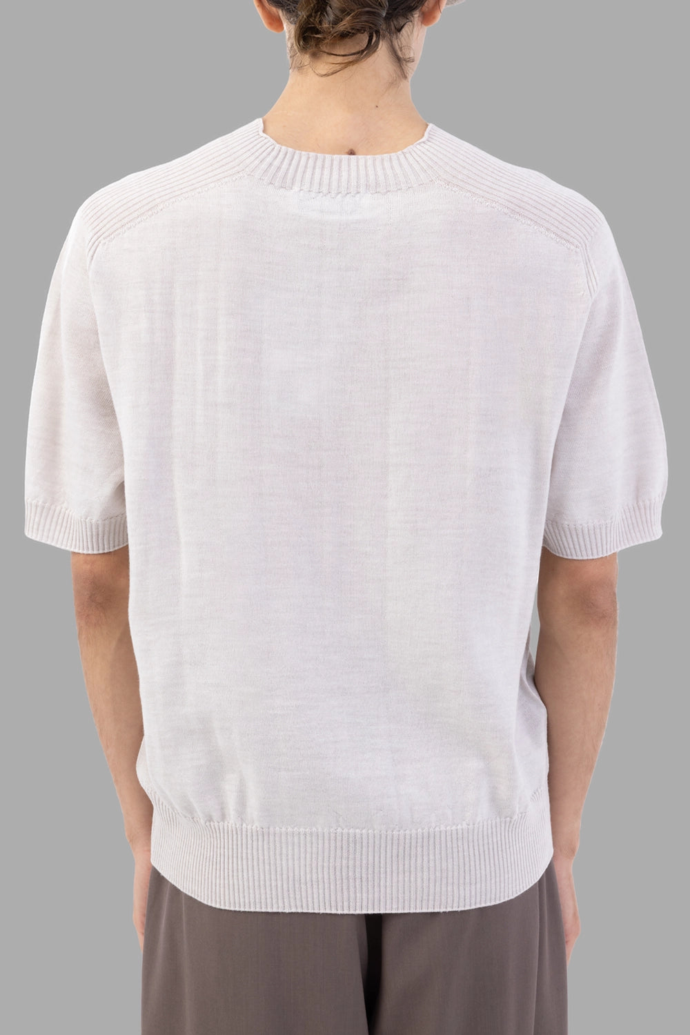 Vivienne Westwood t-shirt in Grey Melange, back view, ribbed neckline with shoulder rib detail