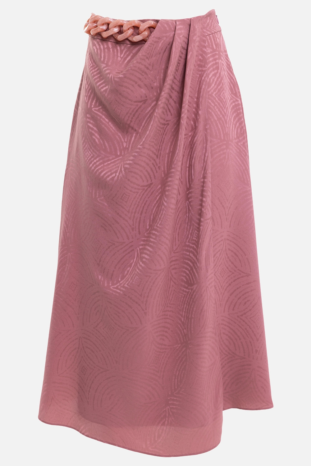 JOSEPH women's Tanger skirt in Musk, front view, resin chain waistband and tonal jacquard motif