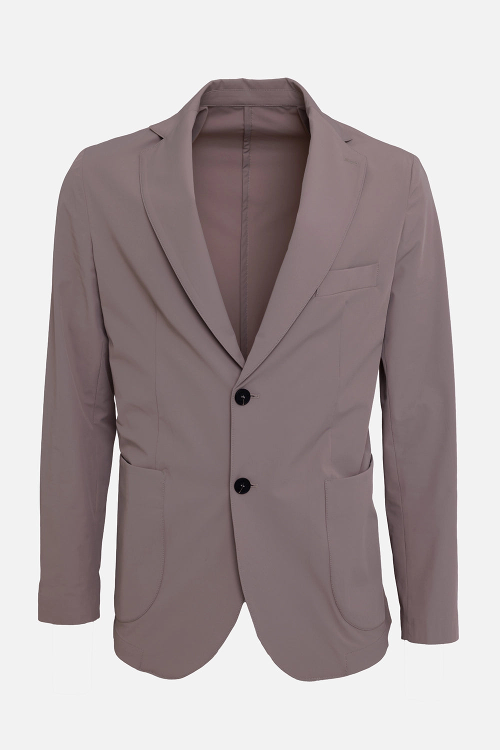 Gaëlle Paris men's blazer in fango, front view, notch lapels, black buttons and chest welt pocket