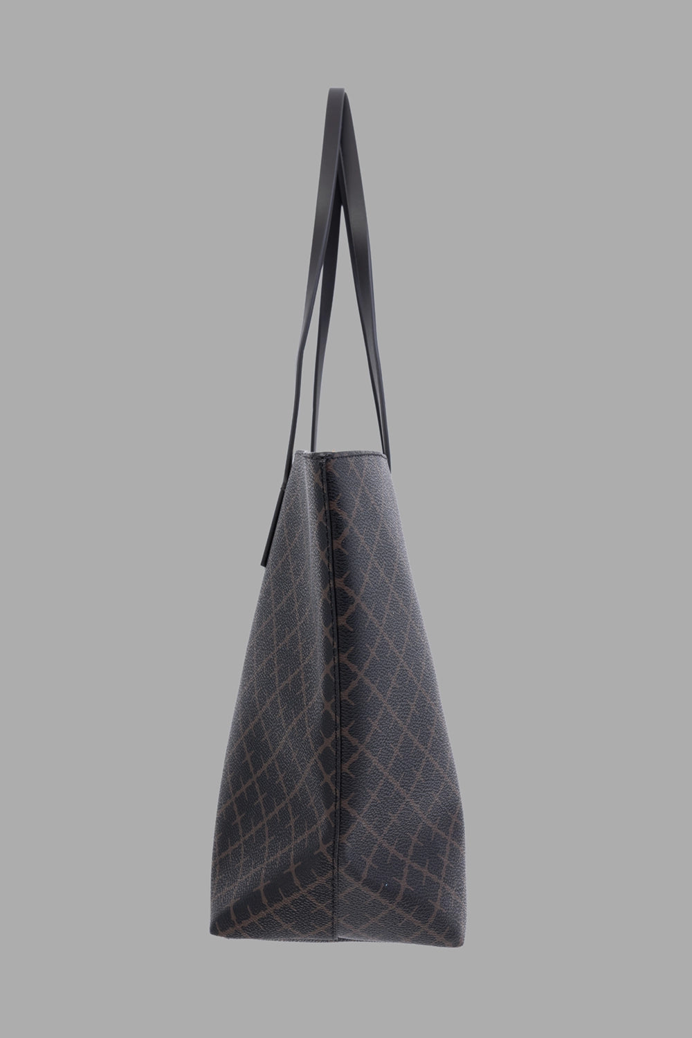 By Malene Birger women tote bag in Dark Chocolate, side view with structured base and slim profile.