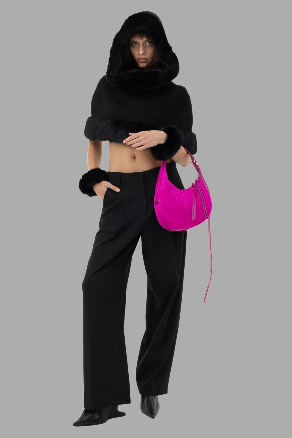 By Malene Birger women wide-leg trousers in black, on-model full length, high waist and front pleats.