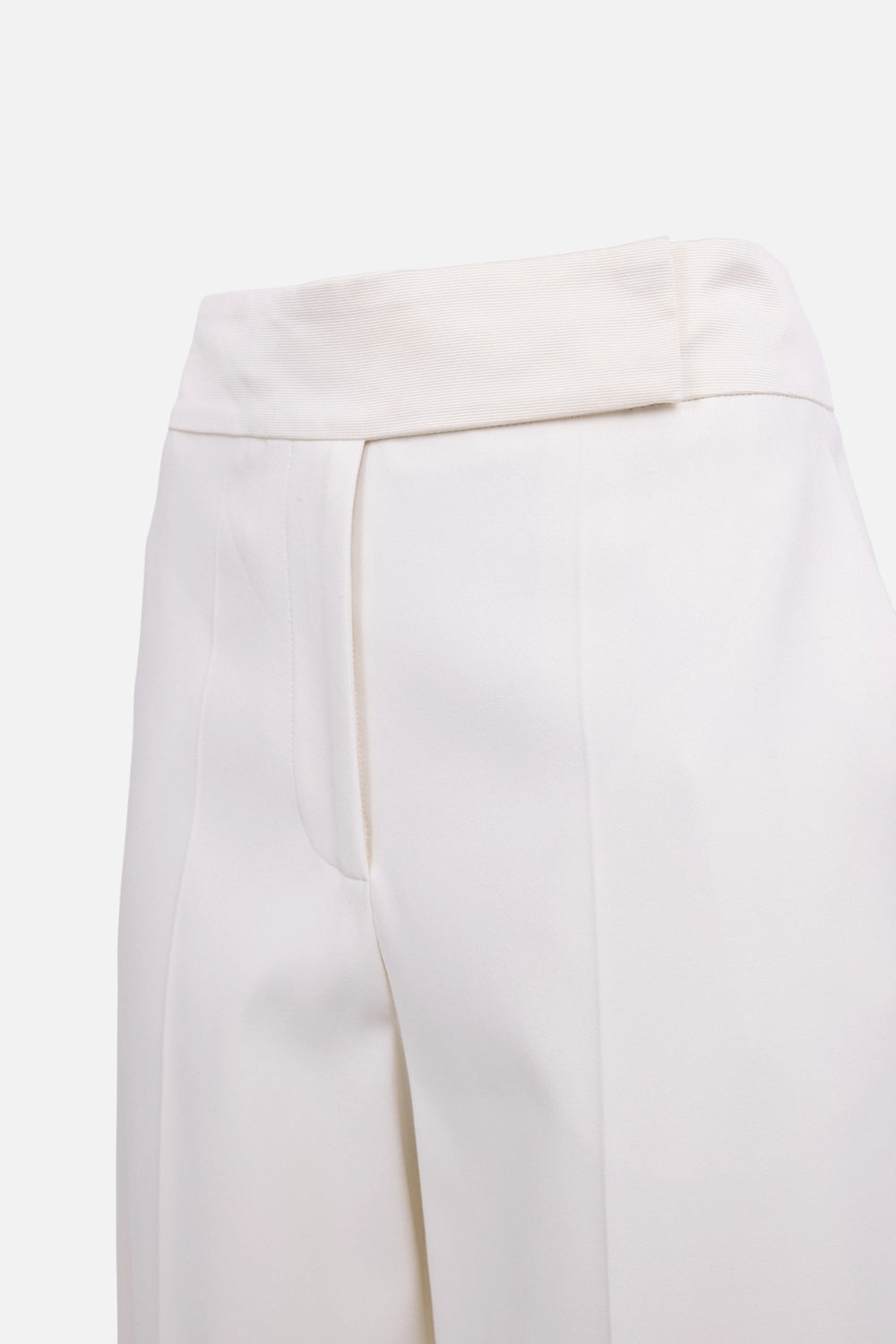 JOSEPH women’s tailored crepe trousers in wax, waistband detail, ribbed satin band and side pocket opening