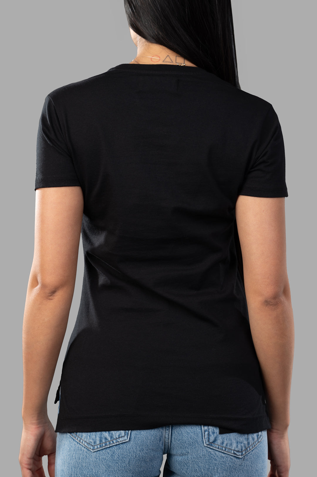 Vivienne Westwood Orb Logo T-shirt displayed from the back, showcasing a sleek black design and comfortable fit.
