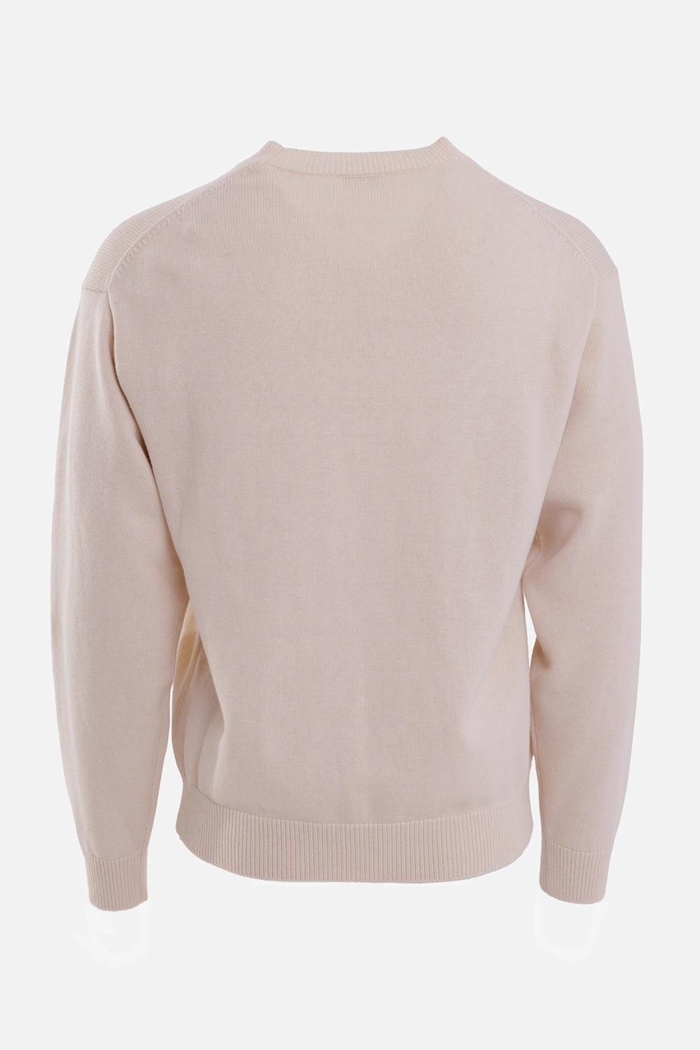 KENZO men's off-white wool-cotton jumper, back view with plain knit finish and ribbed hem