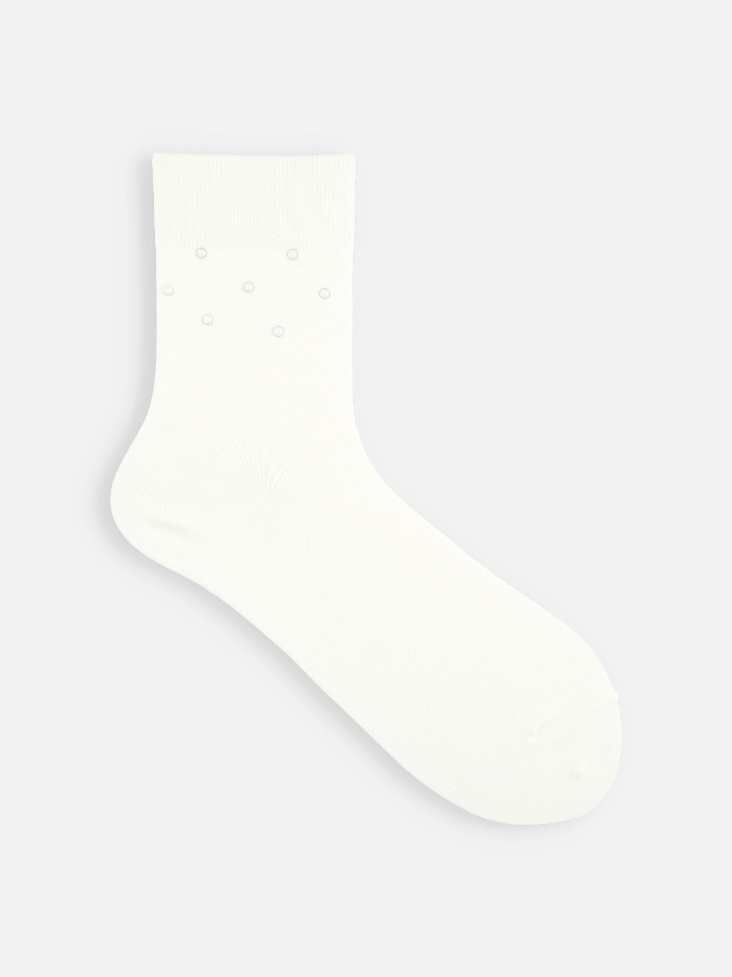 Tabio Jewel-adorned Socks in white, featuring a fine knit with rhinestone embellishments for a chic, feminine look.