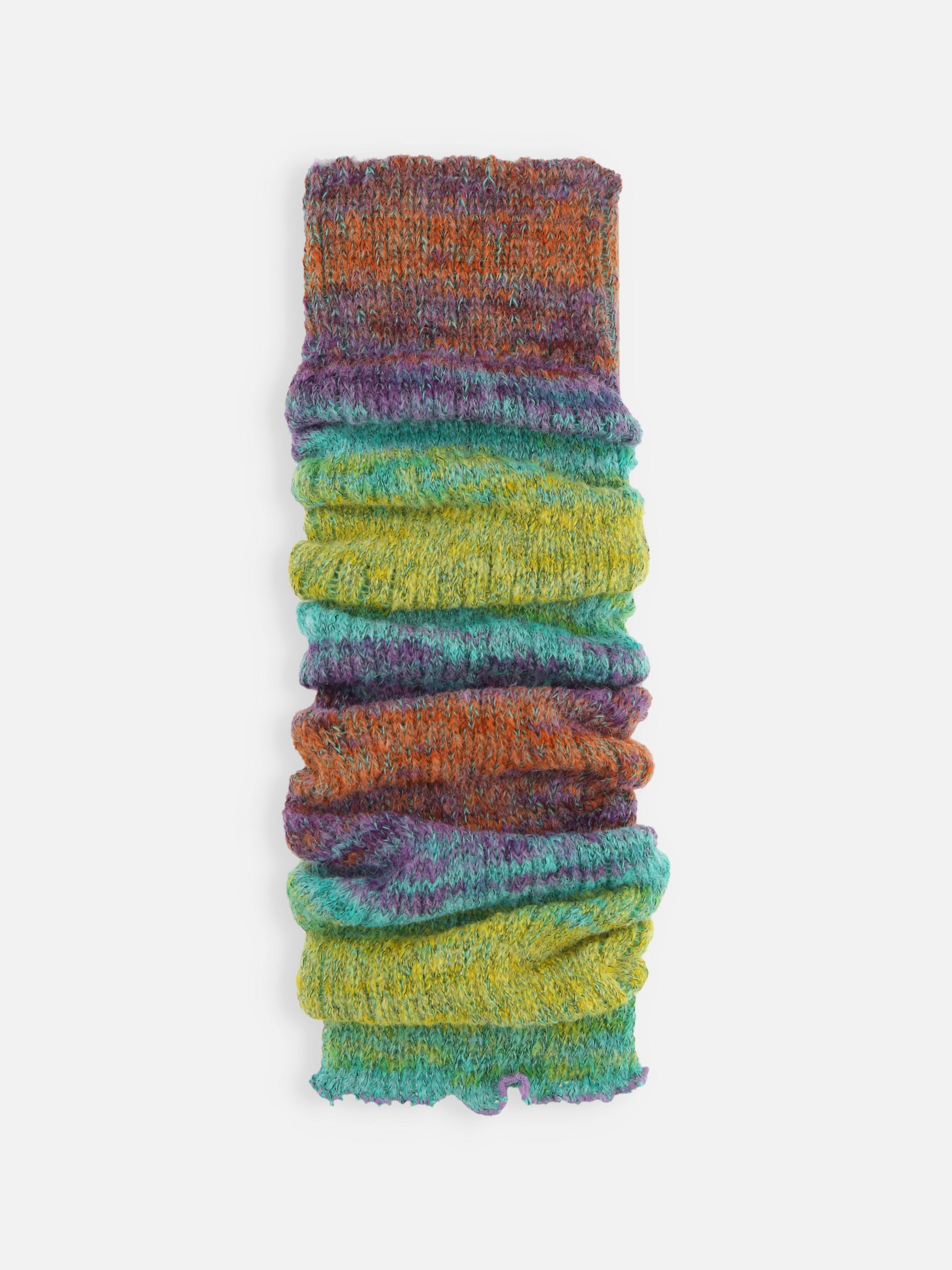 Tabio Gradation Colour 2-Way Warmer front view, colorful soft texture, multicolor leg or arm warmer, 50 cm long.
