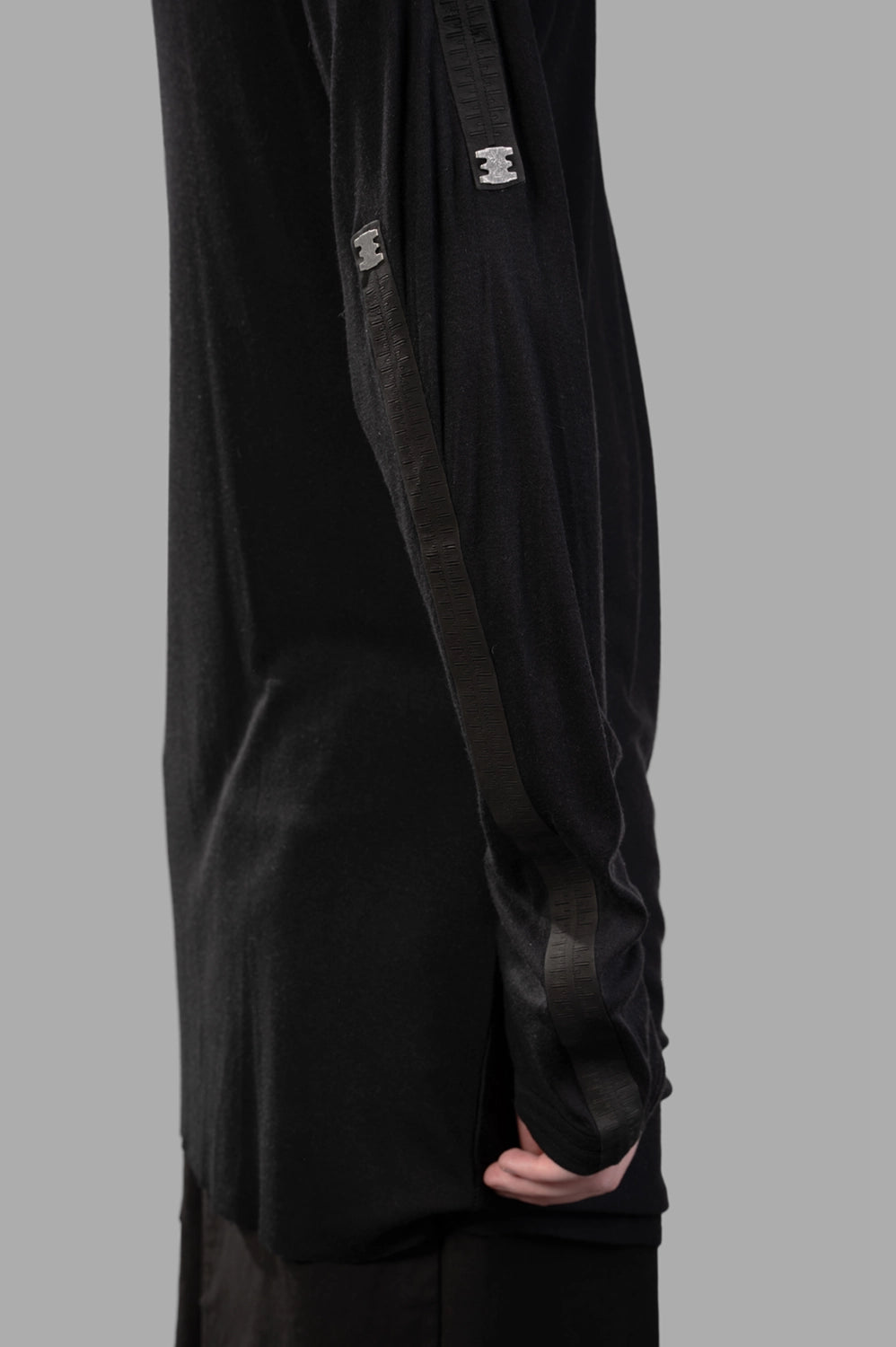 Stapled Long-Sleeve T-Shirt in Black
