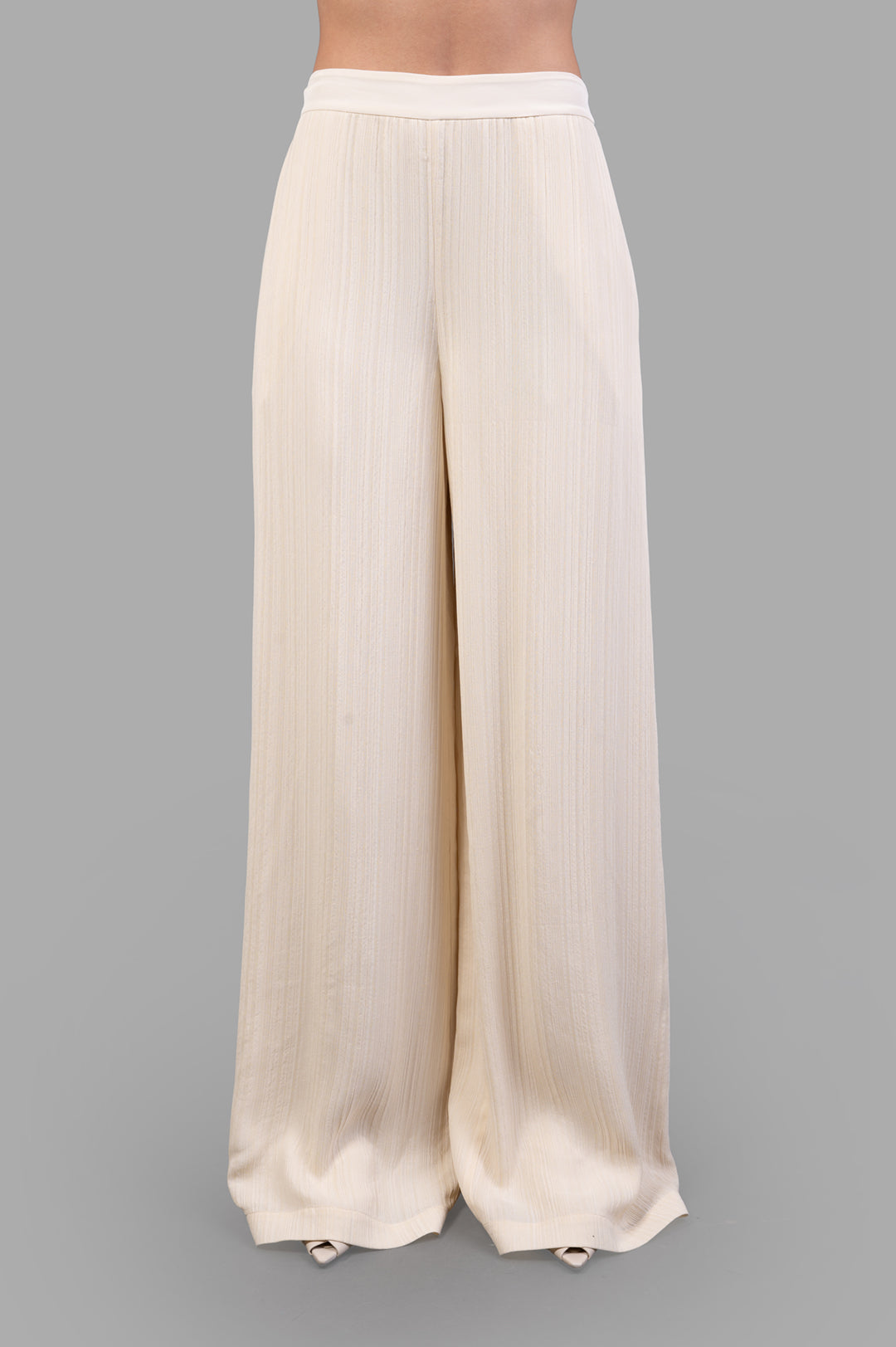 Joseph Mawn Pleat Jacquard Trousers, mid-rise wide-leg style, showcasing a textured design in lightweight viscose.