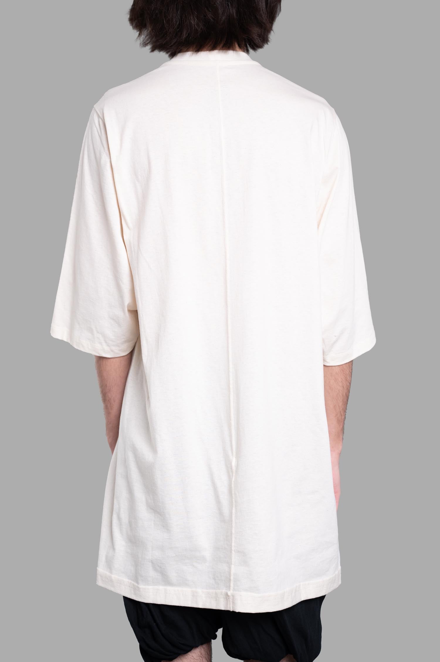 Rick Owens Jumbo T-shirt displayed from the back, featuring a relaxed fit in light beige cotton.
