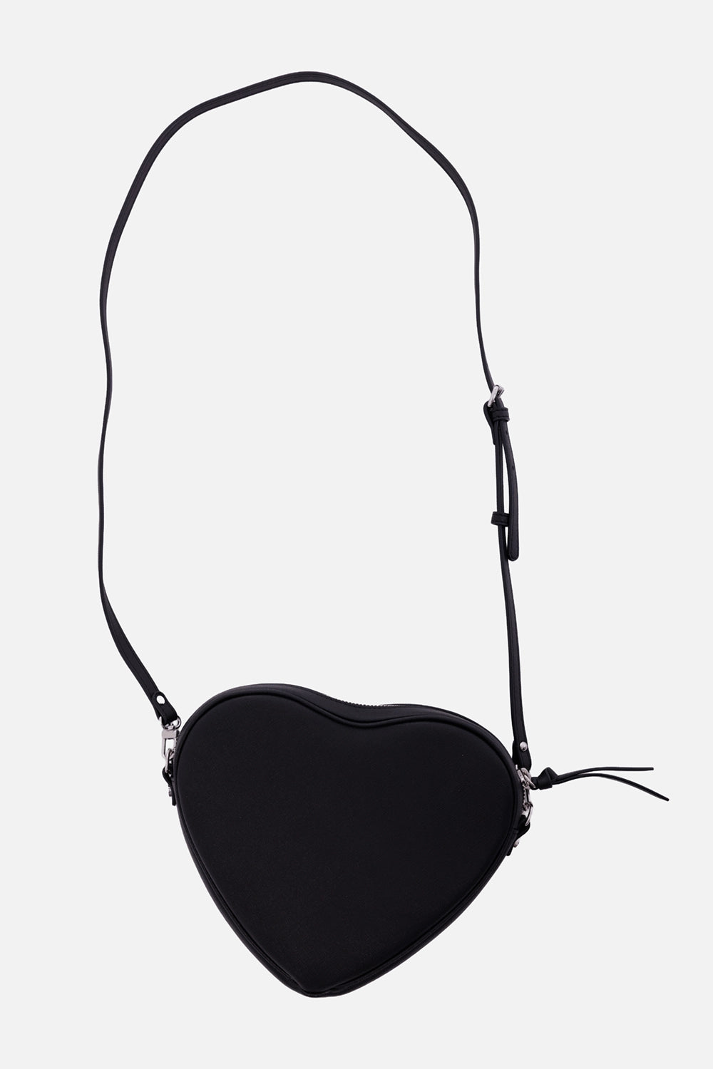Vivienne Westwood women's black Alexa Heart crossbody bag, back view with plain saffiano-effect finish