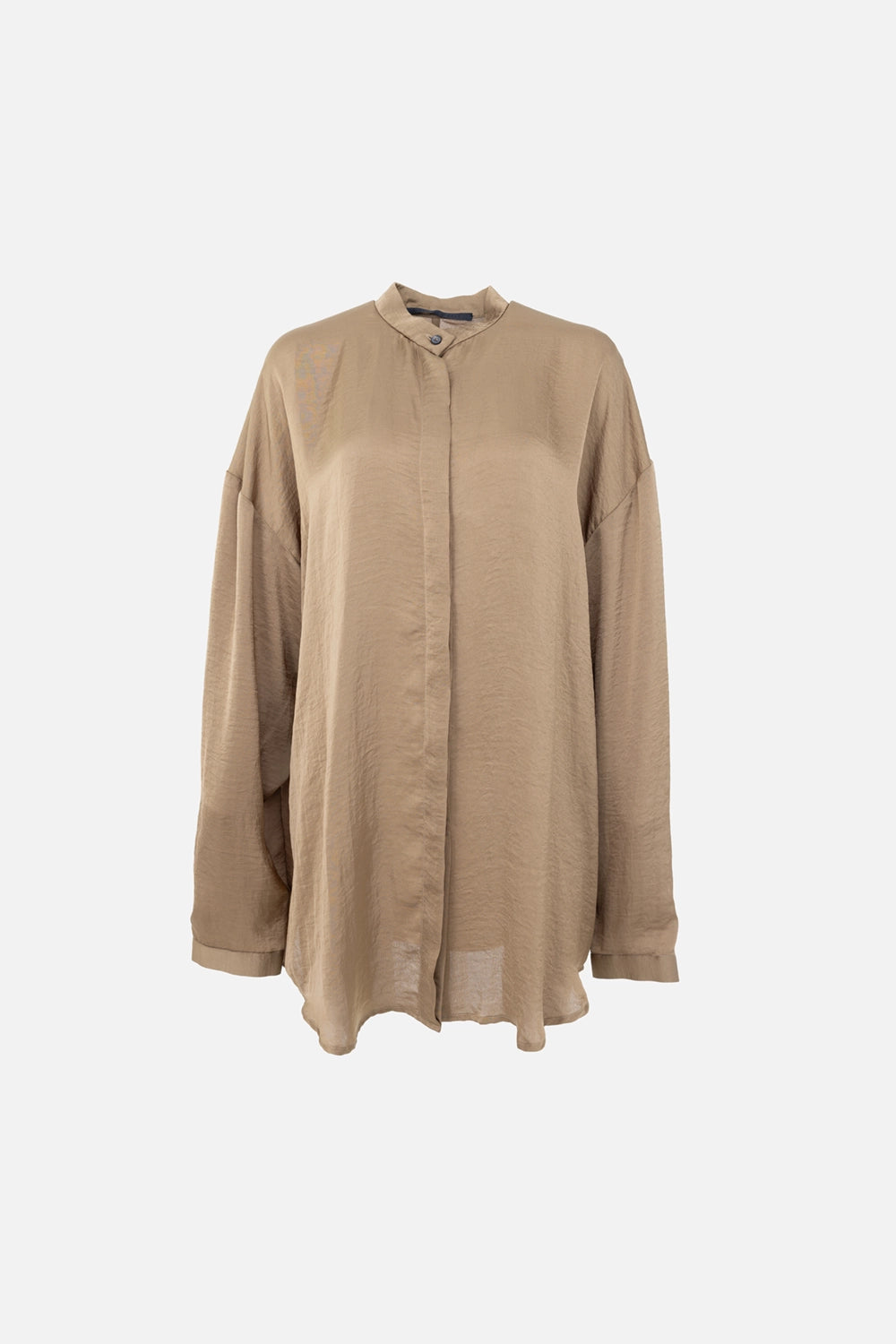 Pre-owned Haider Ackermann shirt in taupe, front view, concealed placket and flap chest pocket