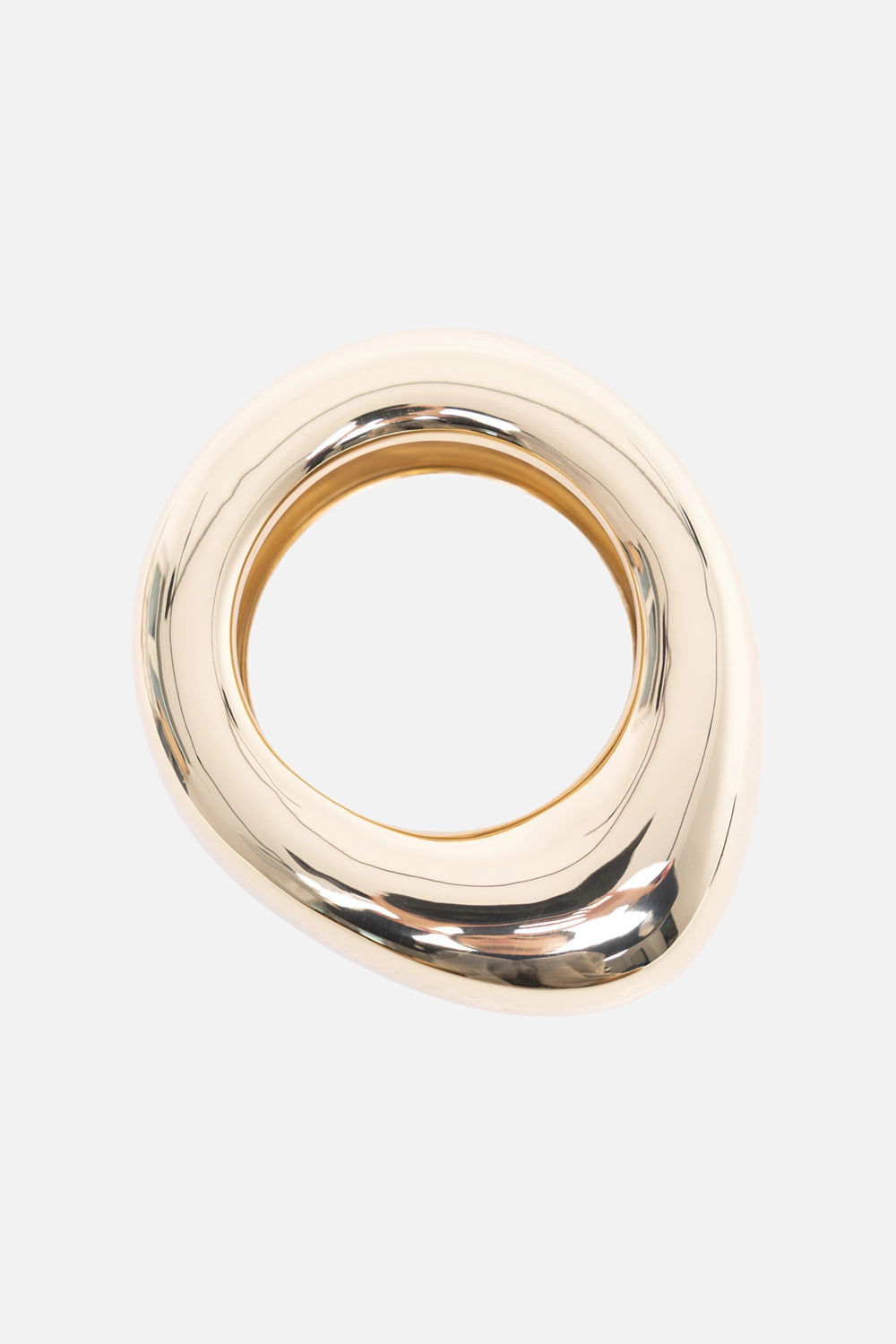 JOSEPH women's bangle bracelet in Gilded Gold, front view, sculptural rounded bean silhouette with high-shine finish