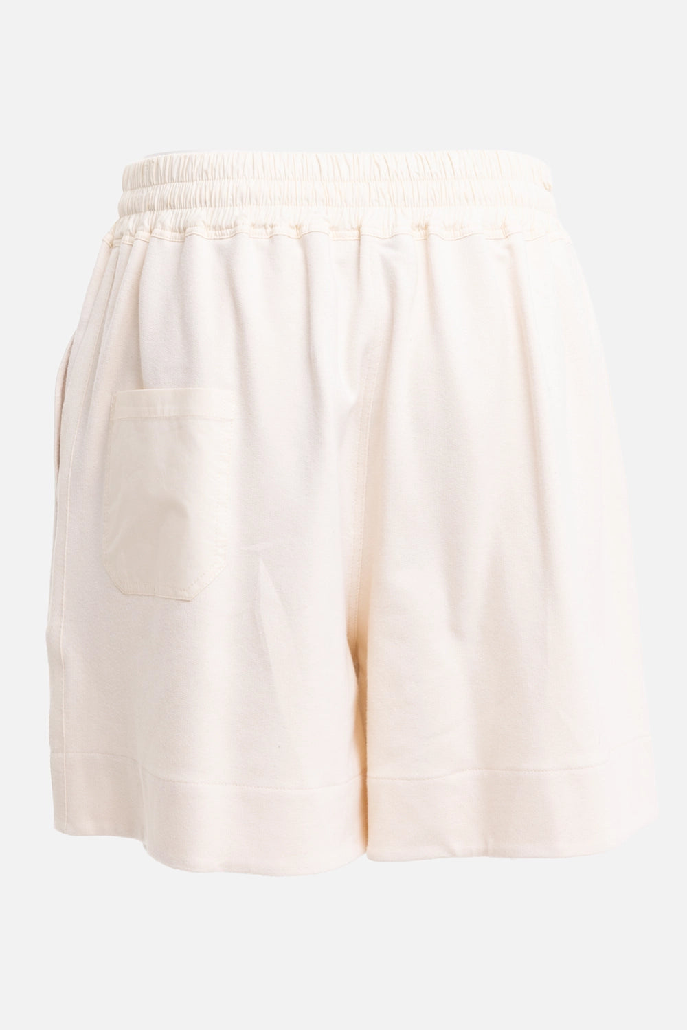 Gentry Portofino women's bermuda shorts in ecru, back view, single patch pocket and elastic waist