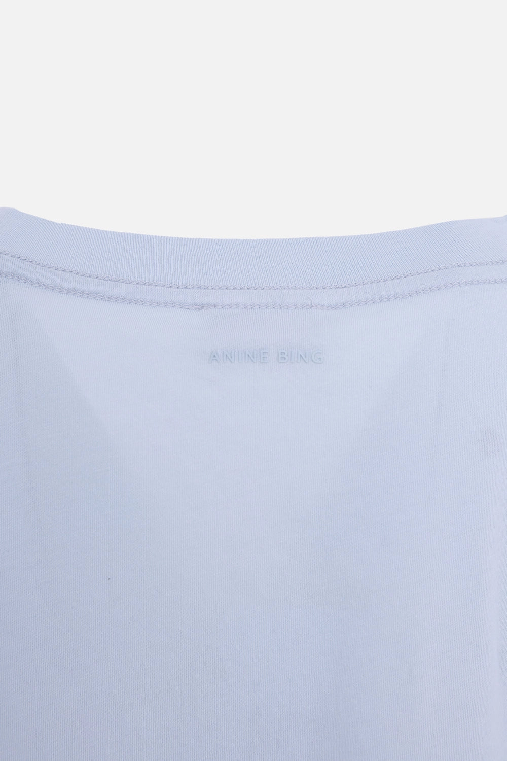 ANINE BING women's cropped t-shirt in pale blue, back neck logo detail