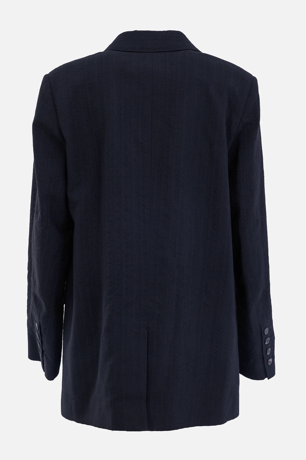 Gentry Portofino women's black blazer, back view with clean centre seam, long sleeves and textured finish