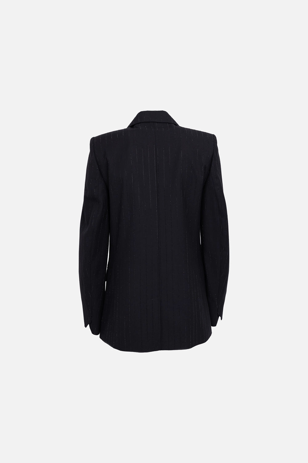 Zadig&Voltaire women blazer in black, back view, rhinestone pinstripe suiting with center back vent