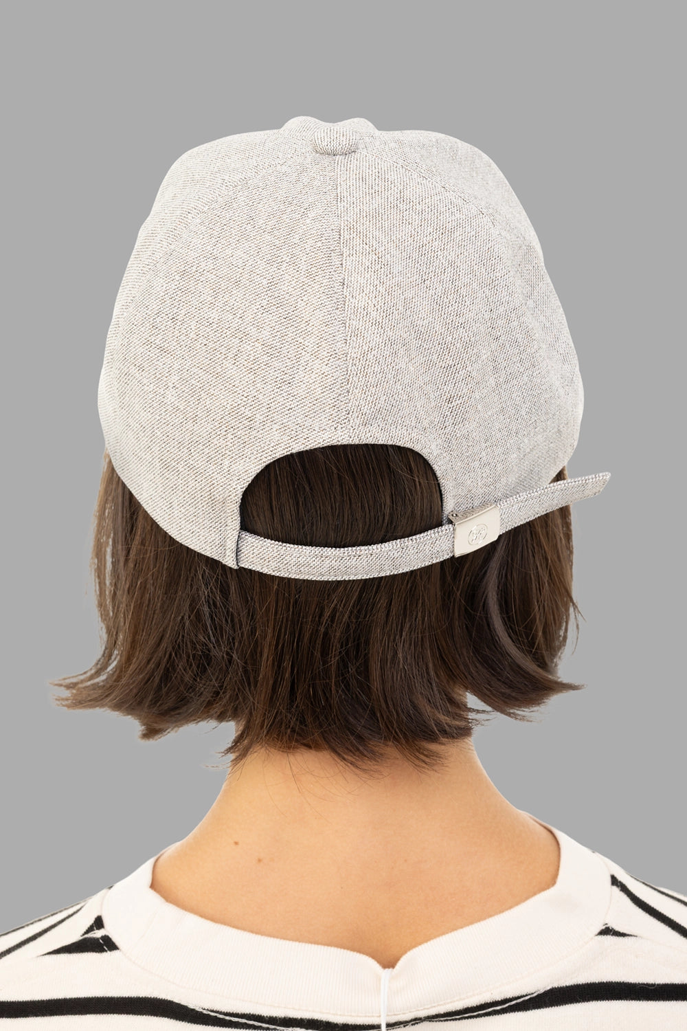 Kijima Takayuki unisex baseball cap in light grey, back view, adjustable strap with metal slider