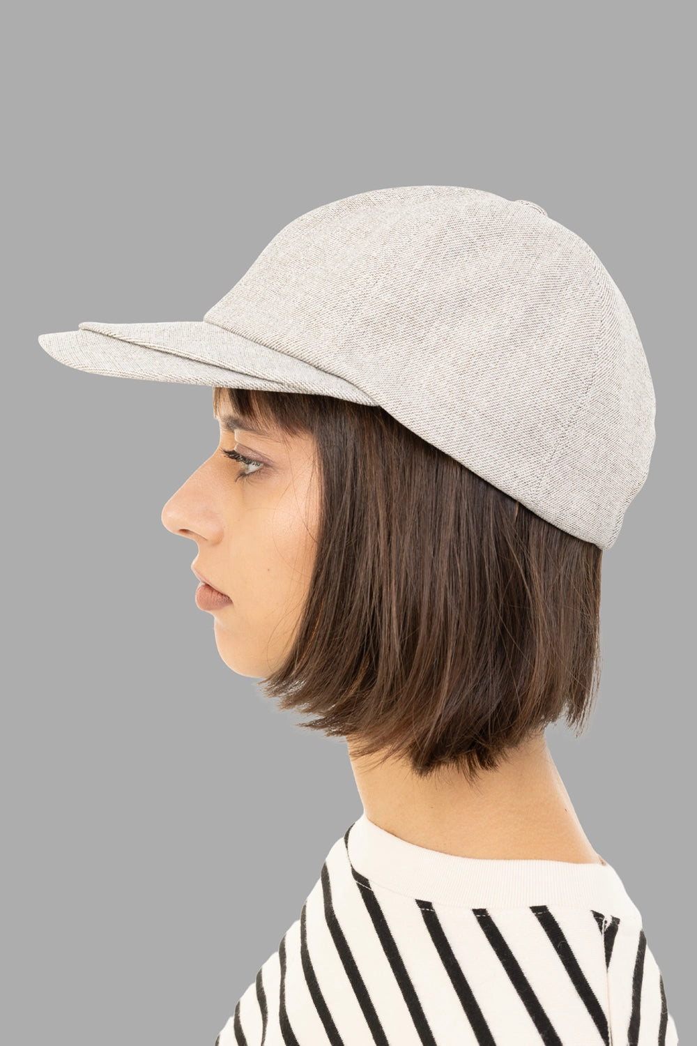 Kijima Takayuki unisex baseball cap in light grey, side view, curved brim and smooth twill
