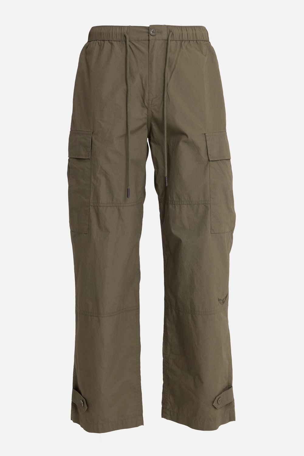 Zadig&Voltaire men's cargo trousers in khaki green, front view, drawcord waist and flap cargo pockets