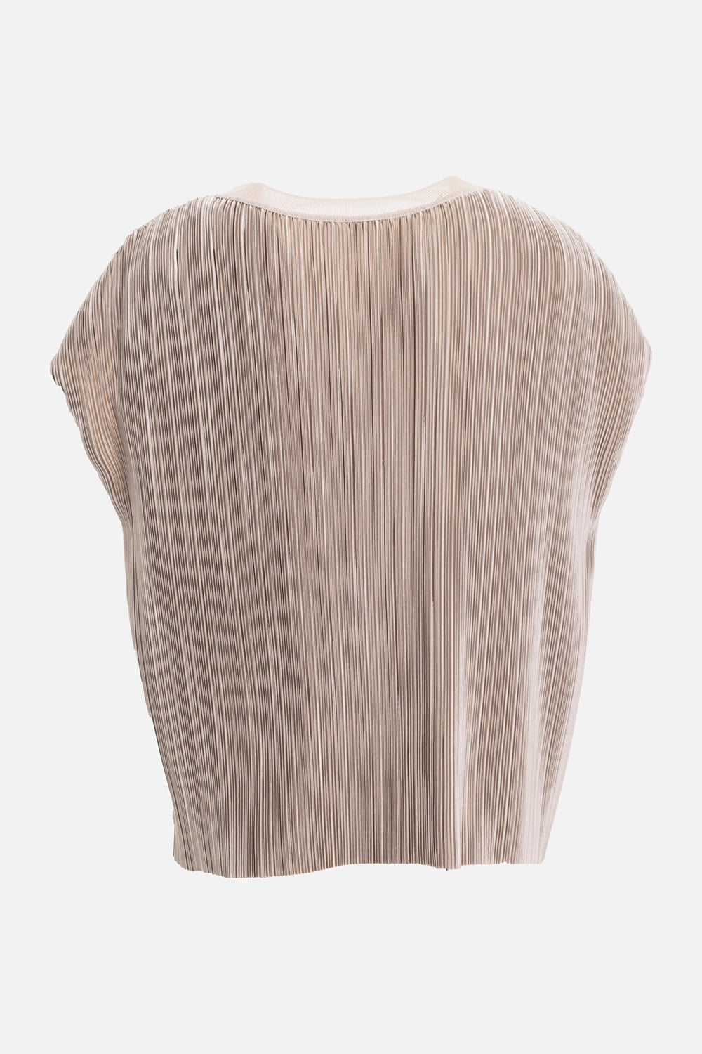 JOSEPH women's Cedre top in Powder, back view, cap sleeves and all-over vertical pleats