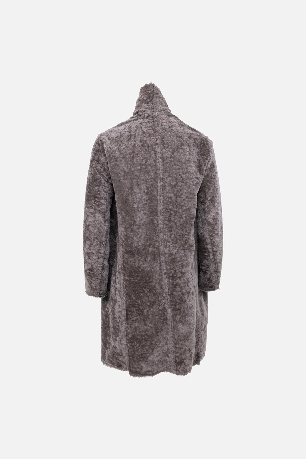 Pre-owned Masnada men's coat in taupe, back view, textured pile finish