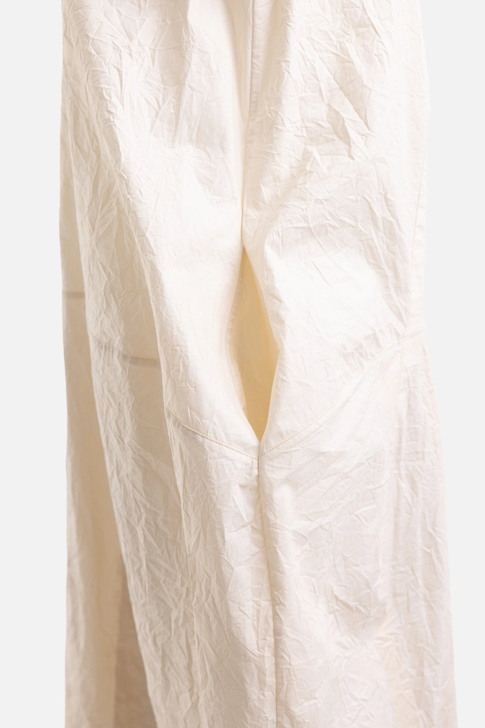 Gentry Portofino women's cocoon midi dress in ecru, hem detail, front slit and crinkled finish