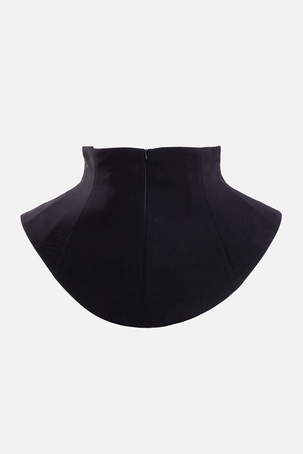 A.W.A.K.E. MODE women's black crepe basque, back view with concealed zip and flared sides
