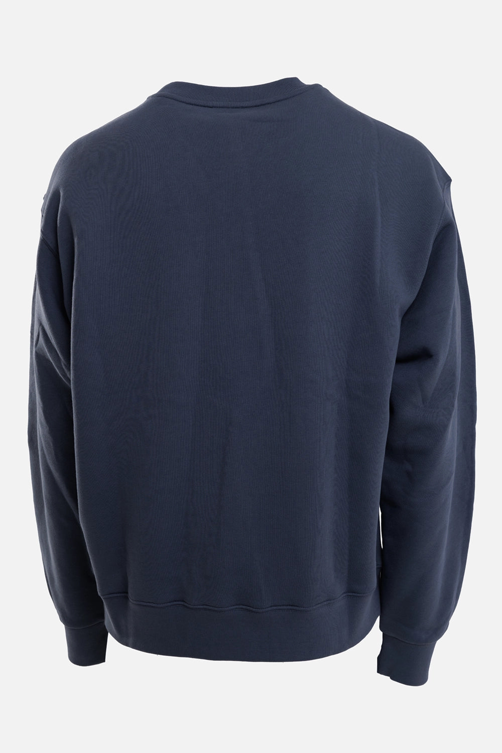 KENZO men's anthracite crewneck sweatshirt, back view with plain finish, ribbed collar and relaxed shoulders